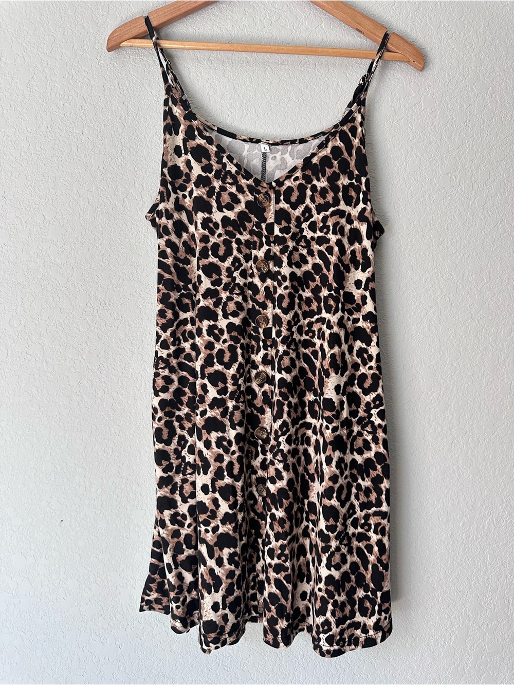 Leopard Print Spaghetti Strap One-Piece for Kids - Tan & Black